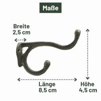 Novaliv Gusseiserne Wandhaken Doppelt 8,5x2,5x4 cm...