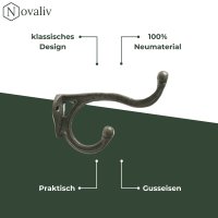 Novaliv Gusseiserne Wandhaken Doppelt 8,5x2,5x4 cm einfache Montage stabil sicher ideal für Wand-Dekoration Garderobe Vintage Stil robust langlebig und elegant Dekoration Kleiderhaken
