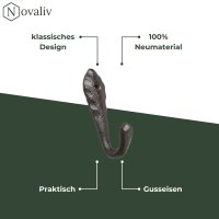 Novaliv Gusseiserne Wandhaken 8,5x2,5x4 cm einfache Montage stabil sicher ideal für Wand-Dekoration Garderobe Vintage Stil robust langlebig und elegant Dekoration Haken Kleiderhaken