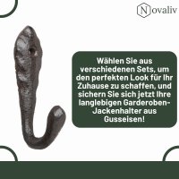 Novaliv Gusseiserne Wandhaken 8,5x2,5x4 cm einfache Montage stabil sicher ideal für Wand-Dekoration Garderobe Vintage Stil robust langlebig und elegant Dekoration Haken Kleiderhaken