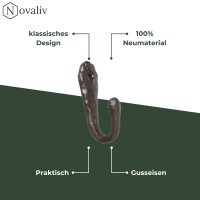 Novaliv Gusseiserne Wandhaken 10x3x5 cm einfache Montage stabil sicher ideal für Wand-Dekoration Garderobe Vintage Stil robust langlebig und elegant Dekoration Haken Kleiderhaken