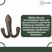 Novaliv Gusseiserne Wandhaken-Doppelhaken 10x8x4 cm einfache Montage stabil sicher ideal für Wand-Dekoration Garderobe Vintage Stil robust langlebig und elegant Dekoration Haken Kleiderhaken