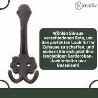 Novaliv Gusseiserne Wandhaken Garderobenhaken 14x6x7 cm einfache Montage stabil sicher ideal für Wand-Dekoration Garderobe Vintage Stil robust langlebig und elegant Dekoration Haken Kleiderhaken