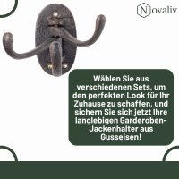 Novaliv Gusseiserne Wandhaken 3-Fach 14x2x10 cm einfache Montage stabil sicher ideal für Wand-Dekoration Garderobe Vintage Stil robust langlebig und elegant Dekoration Haken Kleiderhaken