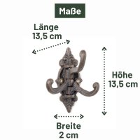 Novaliv Gusseiserne Wandhaken 3-Fach 13,5x2x13,5 cm...