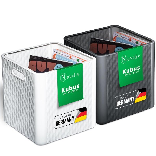 Kallax Regal Boxen 2er Set - Anthrazit & Weiß - 30x30 cm