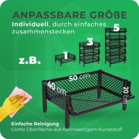 Novaliv 2 Stück Korbregal Schwarz Steckregal Stapelbar & Erweiterbar, Regale für Vorratsraum, Lebensmittelregal, Obstregal Keller Aufbewahrungssystem, Vorratskammer Ordnungssystem, Getränkeregal