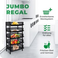 Novaliv 2 Stück Korbregal Schwarz Steckregal Stapelbar & Erweiterbar, Regale für Vorratsraum, Lebensmittelregal, Obstregal Keller Aufbewahrungssystem, Vorratskammer Ordnungssystem, Getränkeregal