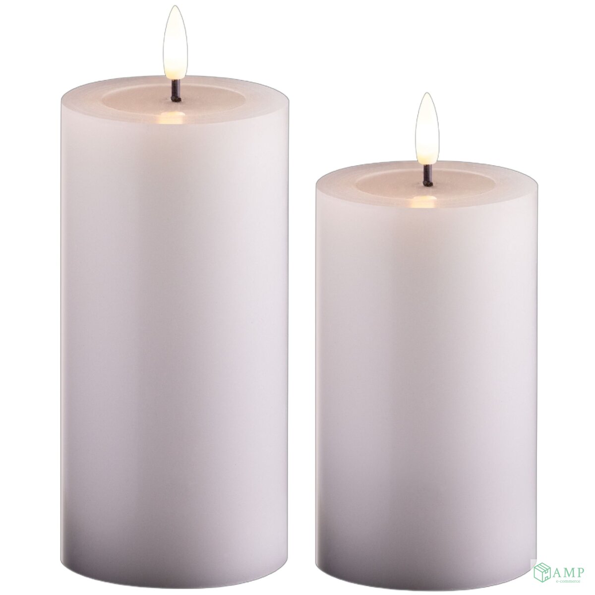 2er Set Led Kerzen flackernde Flamme mit Echtwachspiegel weiß 7,5cm ø, 27,54 €