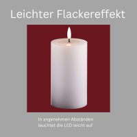 2er Set Led Kerzen flackernde Flamme mit Echtwachspiegel weiß 7,5cm ø 1x 12,5 cm, 1x10 cm Höhe, LED Kerzen mit Timerfunktion, 2 AA Batterien nötig, LED Echtwachs Stumpenkerzen warmweiß