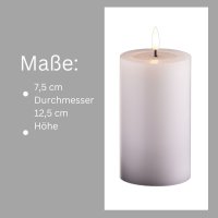 2er Set Led Kerzen flackernde Flamme mit Echtwachspiegel weiß 7,5cm ø 1x 12,5 cm, 1x10 cm Höhe, LED Kerzen mit Timerfunktion, 2 AA Batterien nötig, LED Echtwachs Stumpenkerzen warmweiß