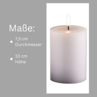 2er Set Led Kerzen flackernde Flamme mit Echtwachspiegel weiß 7,5cm ø 1x 12,5 cm, 1x10 cm Höhe, LED Kerzen mit Timerfunktion, 2 AA Batterien nötig, LED Echtwachs Stumpenkerzen warmweiß