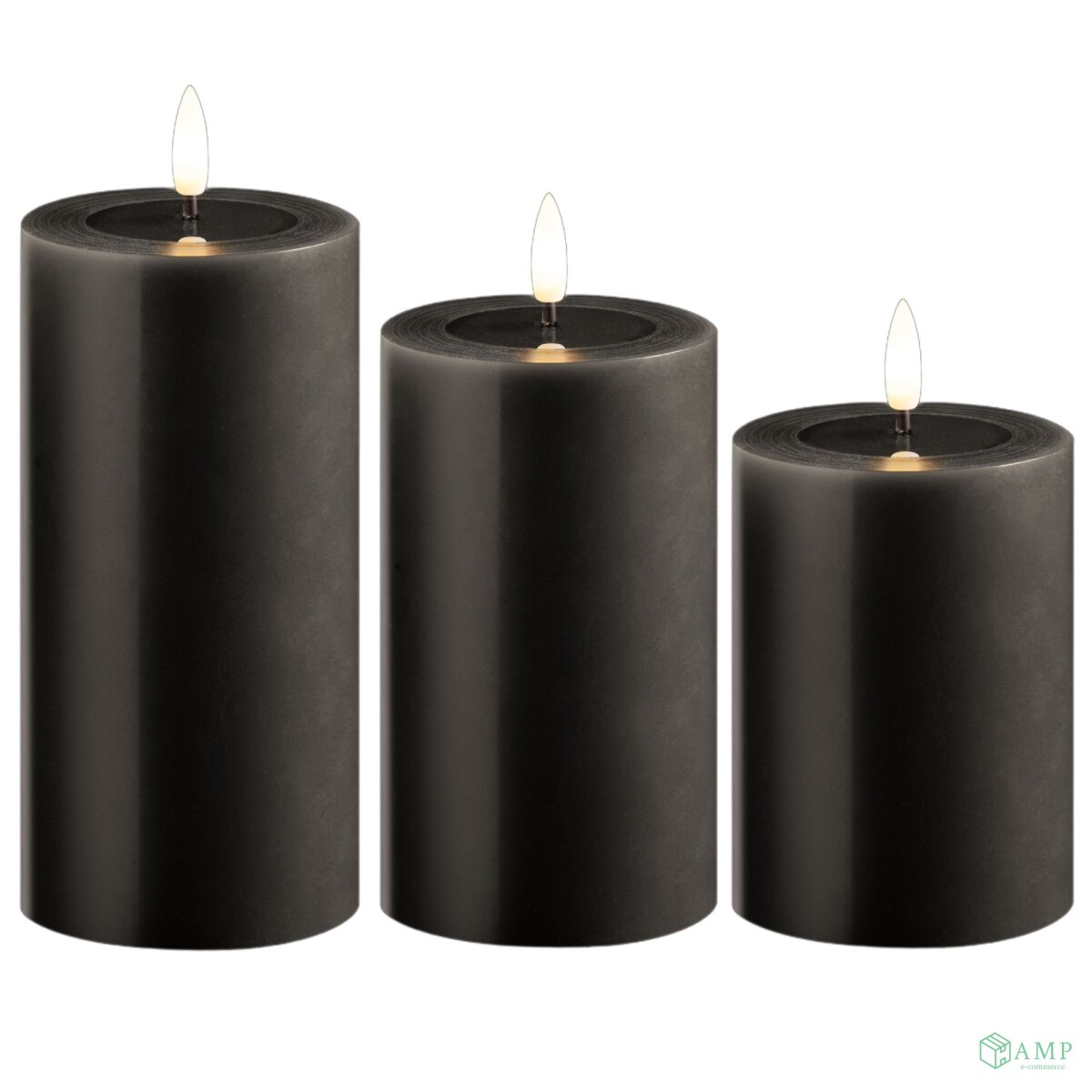LED-Flackerkerzen Set Mit Fernbedienung – 3-teilig, Batteriebetrieben, Timer-Funktion, Warmes Licht, Ø7,5cm & 10/12,5/15cm Hoch