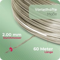 Novaliv 60 Meter Aluminiumdraht 2mm Champagner, Basteldraht ideal als Biegedraht zum basteln, Vielseitig für DIY-Projekte und Dekorationen, 60m Rolle Dekodraht, Blumendraht, kein Schmuckdraht