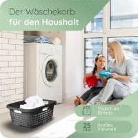 Novaliv Wäschekorb mit 3 Griffen 25L Anthrazit,...