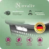 Novaliv Wäschekorb mit 3 Griffen 25L Anthrazit, Wäschebox Set Wäscheeimer Wäschebehälter für Bad Wäsche Schmutzwäsche, Wäschekörbe Schmutzwäschebehälter Wäschetonne Korb Sammler Box