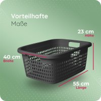 Novaliv Wäschekorb mit 3 Griffen 25L Anthrazit, Wäschebox Set Wäscheeimer Wäschebehälter für Bad Wäsche Schmutzwäsche, Wäschekörbe Schmutzwäschebehälter Wäschetonne Korb Sammler Box