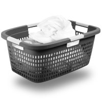 Novaliv Wäschekorb mit 4 Griffen 40L Anthrazit,...