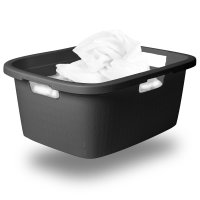 Novaliv Wäschewanne mit 3 Griffen 25L Anthrazit,...