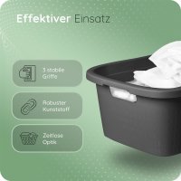 Novaliv Wäschewanne mit 3 Griffen 25L Anthrazit, Wäschebox Set Wäscheeimer Wäschebehälter für Bad Wäsche Schmutzwäsche, Wäschewannen Laundry Basket Aufbewahrung Wäschetonne Korb Sammler Box
