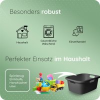 Novaliv Wäschewanne mit 3 Griffen 25L Anthrazit, Wäschebox Set Wäscheeimer Wäschebehälter für Bad Wäsche Schmutzwäsche, Wäschewannen Laundry Basket Aufbewahrung Wäschetonne Korb Sammler Box