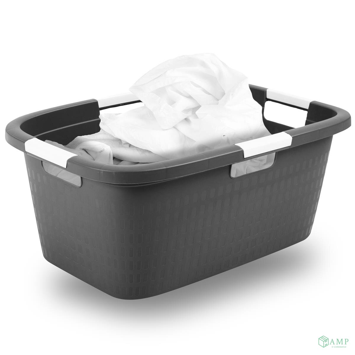 Novaliv Wäschewanne mit 4 Griffen 40L Anthrazit, Wäschebox Set Wäsche, 17,57 €
