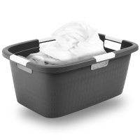 Novaliv Wäschewanne mit 4 Griffen 40L Anthrazit,...