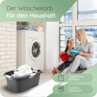 Novaliv Wäschewanne mit 4 Griffen 40L Anthrazit,...