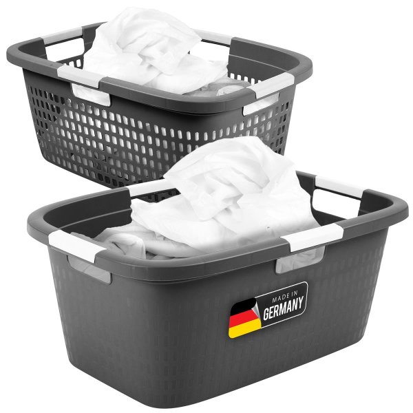 Novaliv Wäschekorb 40L + Wäschewanne 40L, Wäschebox Set Wäscheeimer Wäschebehälter für Bad Wäsche Schmutzwäsche, Wäschekörbe Wäschewanne Laundry Basket Wäschetonne Korb Sammler Box