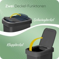 Novaliv Mülleimer 25L mit 2in1 Deckel, Klappdeckel & Schwingdeckel, Anti-Geruch Abfalleimer für Küche Haushalt Büro, Müll Eimer Abfall Trash Kunststoff Abfallbehälter Mülltonne Müllbehälter