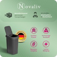 Novaliv Mülleimer 25L mit 2in1 Deckel, Klappdeckel & Schwingdeckel, Anti-Geruch Abfalleimer für Küche Haushalt Büro, Müll Eimer Abfall Trash Kunststoff Abfallbehälter Mülltonne Müllbehälter