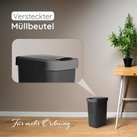 Novaliv Mülleimer 25L mit 2in1 Deckel, Klappdeckel & Schwingdeckel, Anti-Geruch Abfalleimer für Küche Haushalt Büro, Müll Eimer Abfall Trash Kunststoff Abfallbehälter Mülltonne Müllbehälter