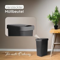 Novaliv Mülleimer 50L mit 2in1 Deckel, Klappdeckel & Schwingdeckel, Stilvoller Anti-Geruch Abfalleimer für Küche Haushalt Büro, Müll Eimer Bin Abfall Trash Kunststoff Abfallbehälter Mülltonne