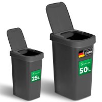 Novaliv Mülleimer-Set 25L + 50L, Abfalleimer mit...