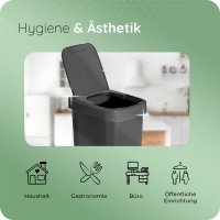 Novaliv Mülleimer-Set 25L + 50L, Abfalleimer mit 2in1 Deckel, Klappdeckel & Schwingdeckel, Anti-Geruch Mülleimer für Küche Haushalt Büro, Müll Eimer Abfall Trash Kunststoff Abfallbehälter