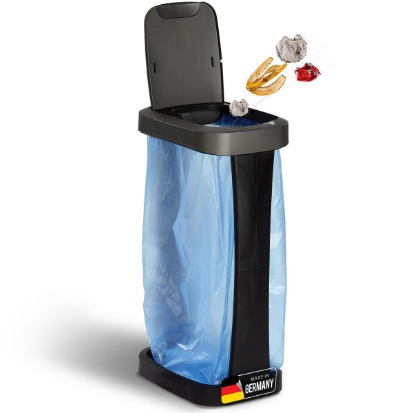 Novaliv Müllsackständer mit Deckel für 70L-120L Müllsäcke, extra Robust & fester Stand Outdoor geeignet, gelber Sack Müllständer Gelbersack-Halter Müll Abfall Ständer Aufbewahrung Mülltonne