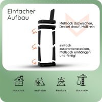 Novaliv Müllsackständer mit Deckel für 70L-120L Müllsäcke, extra Robust & fester Stand Outdoor geeignet, gelber Sack Müllständer Gelbersack-Halter Müll Abfall Ständer Aufbewahrung Mülltonne
