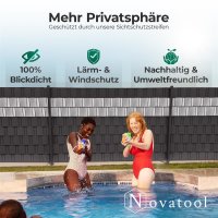 Novatool PREMIUM PP 26m Rolle Sichtschutzstreifen für Doppelstabmattenzaun Anthrazit für 10 Reihen, 1,1 mm extra stabil UV-Beständigkeit Metallzaun Sichtschutzstreifen Zaunelemente Sichtschutz Zaun