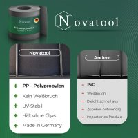 Novatool PREMIUM PP 26m Rolle Sichtschutzstreifen für Doppelstabmattenzaun Anthrazit für 10 Reihen, 1,1 mm extra stabil UV-Beständigkeit Metallzaun Sichtschutzstreifen Zaunelemente Sichtschutz Zaun
