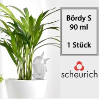 Scheurich Wasserspender Bördy S | 1 x Klar | 90ml Füllmenge | Bewässerungskugel klein mit Ton Fuß | Wasserspender Pflanzen und Blumen Terrakotta Stiel