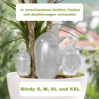 Scheurich Wasserspender Bördy M | 1 x Klar | 220ml Füllmenge | Bewässerungskugel klein mit Ton Fuß | Wasserspender Pflanzen und Blumen Terrakotta Stiel