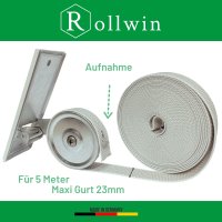 Rollwin Rolladen Gurtwickler Unterputz 135mm Lochabstand - aus Deutschland - mit Gurtwickler Blende Weiß - ohne Gurt - für 23mm Rolladengurt geeignet - Rollo Wickler mit Abdeckblende