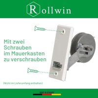 Rollwin Rolladen Gurtwickler Unterputz 135mm Lochabstand - aus Deutschland - mit Gurtwickler Blende Weiß - ohne Gurt - für 23mm Rolladengurt geeignet - Rollo Wickler mit Abdeckblende