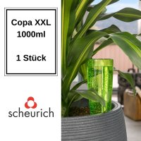 Scheurich Wasserspender Copa XXL | 1x Grün | 1000 ml Füllmenge | Bewässerungskugel klein mit Ton Fuß | Wasserspender Pflanzen und Blumen Terrakotta Stiel