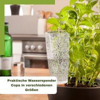 Scheurich Wasserspender Copa M | 2er Set Grün/Transparent |150 ml Füllmenge | Bewässerungskugel klein mit Ton Fuß | Wasserspender Pflanzen und Blumen Terrakotta Stiel