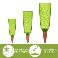 Scheurich Wasserspender Copa M | 1x Grün | 150 ml Füllmenge | Bewässerungskugel klein mit Ton Fuß | Wasserspender Pflanzen und Blumen Terrakotta Stiel